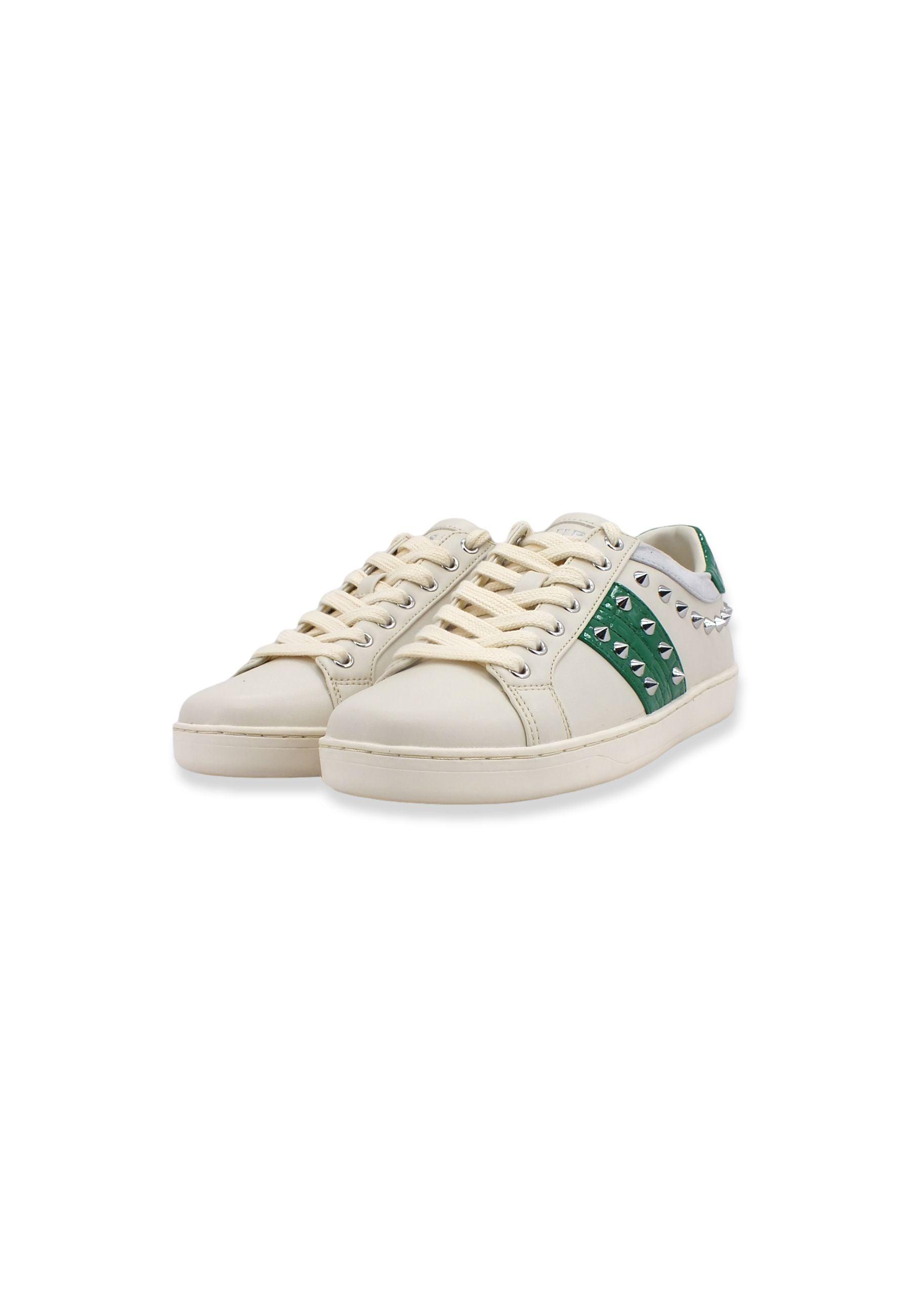 GUESS Sneaker Donna Borchie White Green FL7R2LLEA12 - Sandrini Calzature e Abbigliamento