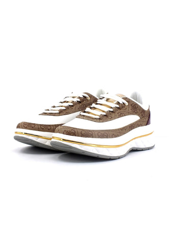 GUESS Sneaker Donna White Beige Brown FL8KRYFAB12 - Sandrini Calzature e Abbigliamento