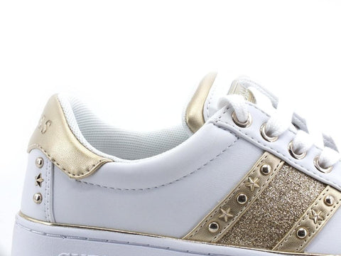 GUESS Sneaker Glitter Borchie Logo White Gold FL7BVLELE12 - Sandrini Calzature e Abbigliamento