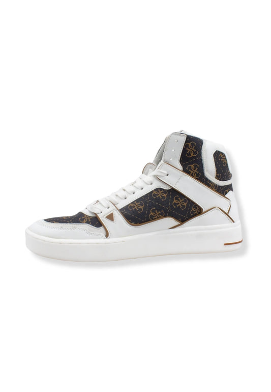 GUESS Sneaker Hi Bicolor Loghi Uomo White Ocra FM7VBMELL12 - Sandrini Calzature e Abbigliamento