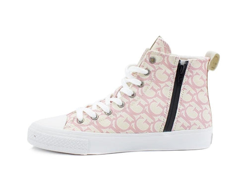 GUESS Sneaker Hi Canvas Loghi White Pink FL5ERHFAL12 - Sandrini Calzature e Abbigliamento