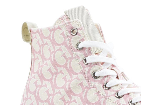 GUESS Sneaker Hi Canvas Loghi White Pink FL5ERHFAL12 - Sandrini Calzature e Abbigliamento