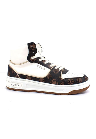 GUESS Sneaker Hi Donna White Brown FL8TULSMF12 - Sandrini Calzature e Abbigliamento