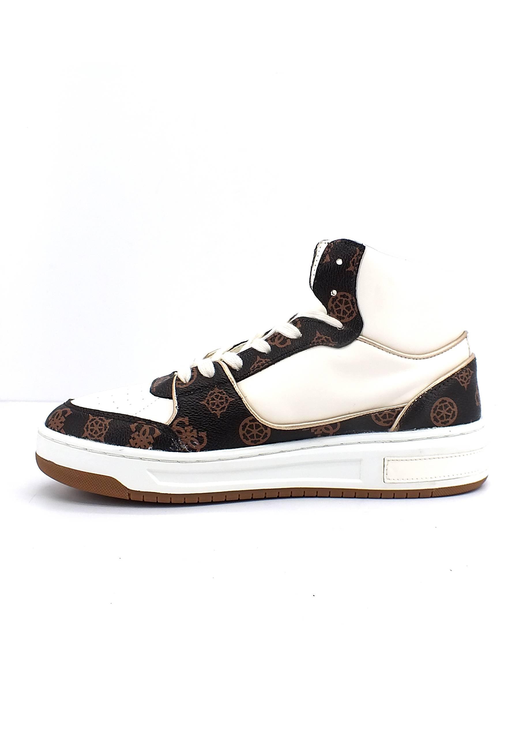 GUESS Sneaker Hi Donna White Brown FL8TULSMF12 - Sandrini Calzature e Abbigliamento