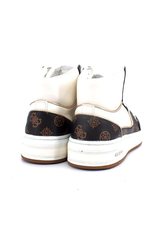 GUESS Sneaker Hi Donna White Brown FL8TULSMF12 - Sandrini Calzature e Abbigliamento