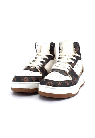 GUESS Sneaker Hi Donna White Brown FL8TULSMF12 - Sandrini Calzature e Abbigliamento