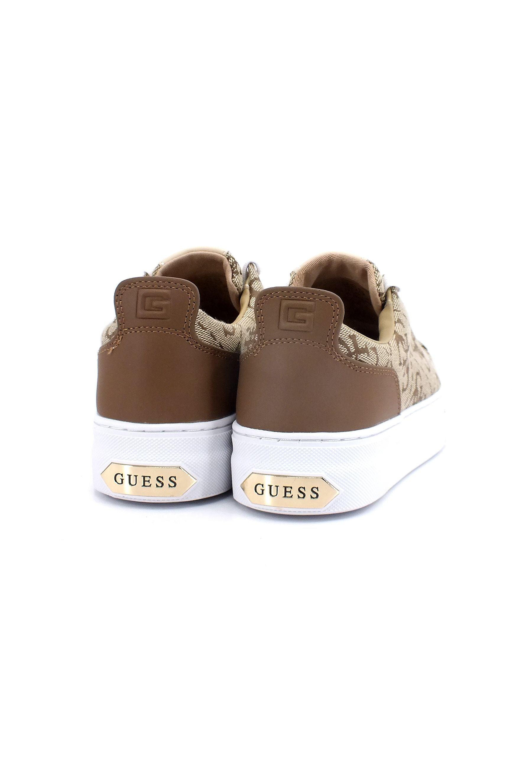 GUESS Sneaker Loghi Donna Beige Brown Cognac FL5GA6FAL12 - Sandrini Calzature e Abbigliamento