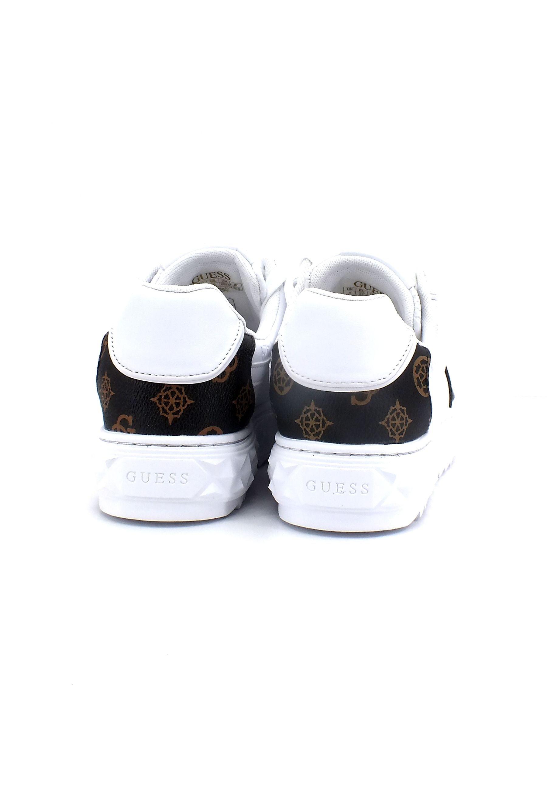 GUESS Sneaker Loghi Donna White Brown FL5FIESMA12 - Sandrini Calzature e Abbigliamento