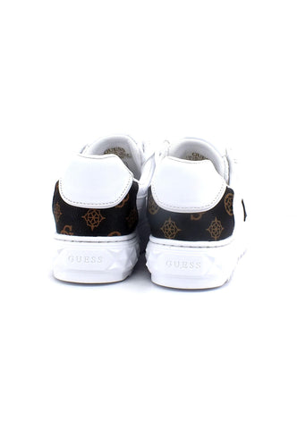 GUESS Sneaker Loghi Donna White Brown FL5FIESMA12 - Sandrini Calzature e Abbigliamento