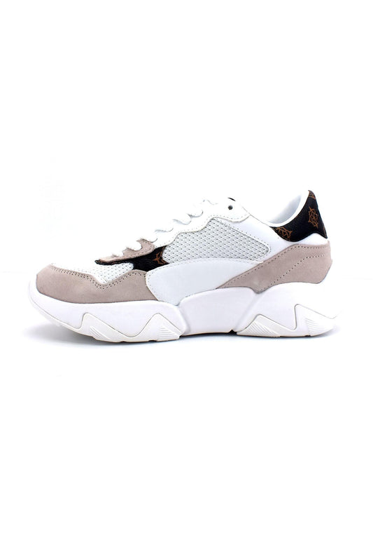 GUESS Sneaker Loghi Donna White Brown FL5GLDFAL12 - Sandrini Calzature e Abbigliamento