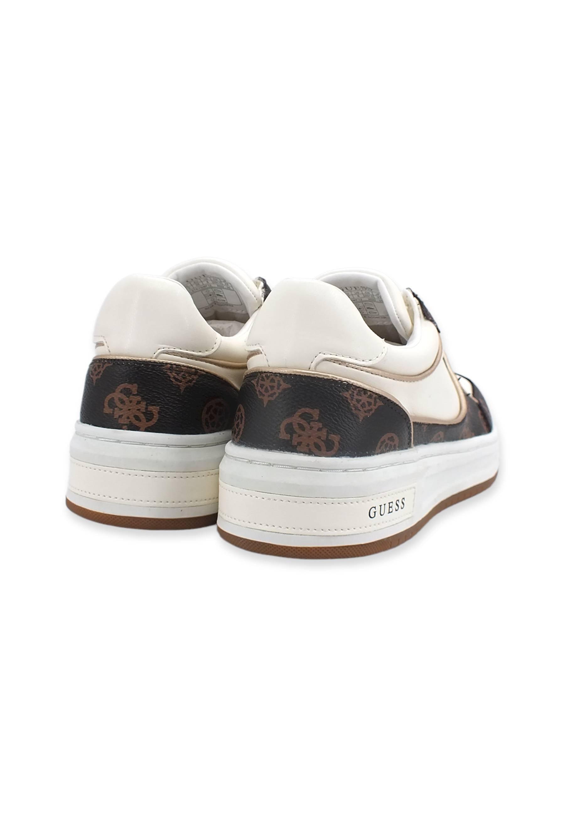 GUESS Sneaker Loghi Donna White Brown FL8TKYSMF12 - Sandrini Calzature e Abbigliamento