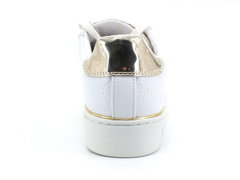 GUESS Sneaker Loghi Rilievo White Gold FL5BEKFAL12 - Sandrini Calzature e Abbigliamento