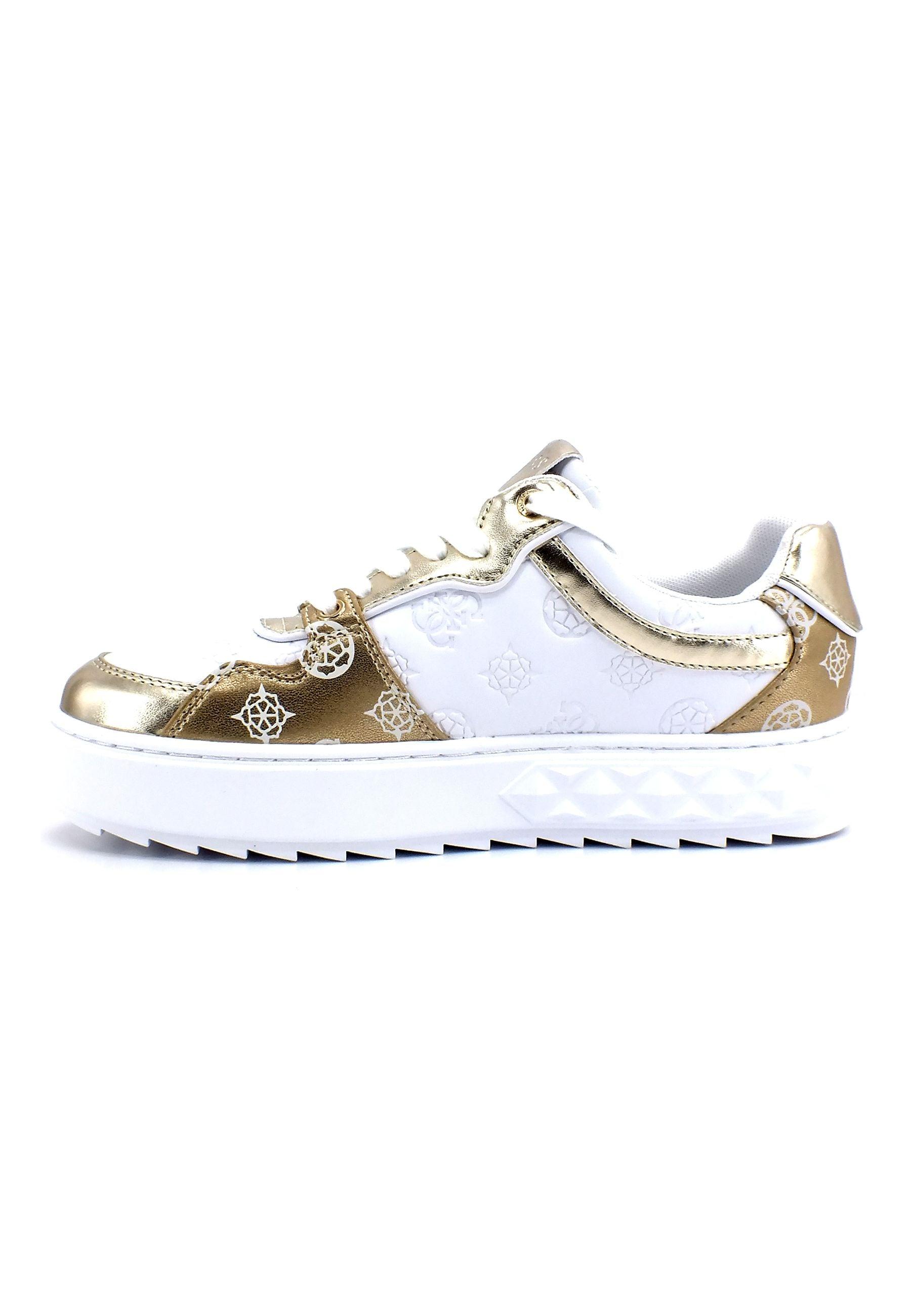 GUESS Sneaker Loghi Sneaker Donna White Gold FL5FIESMA12 - Sandrini Calzature e Abbigliamento