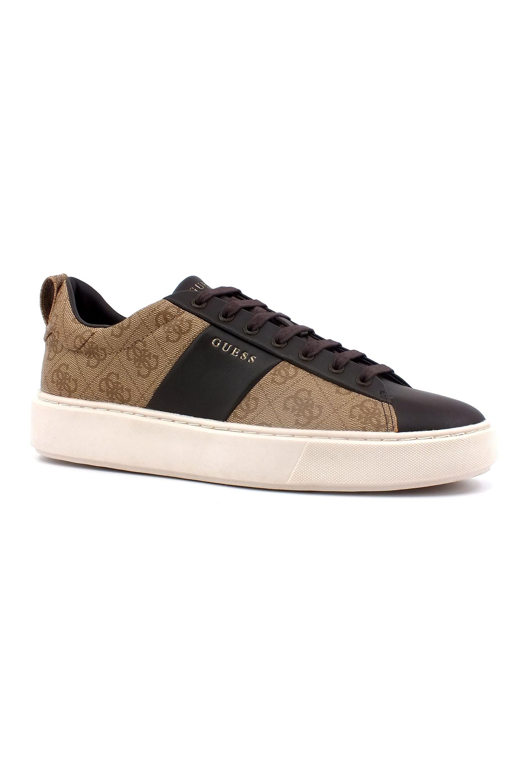 GUESS Sneaker Loghi Uomo Beige Brown FM5NVIFAB12 - Sandrini Calzature e Abbigliamento