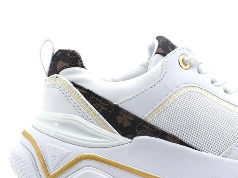 GUESS Sneaker Loghi White Brown FL5MGSFAL12 - Sandrini Calzature e Abbigliamento