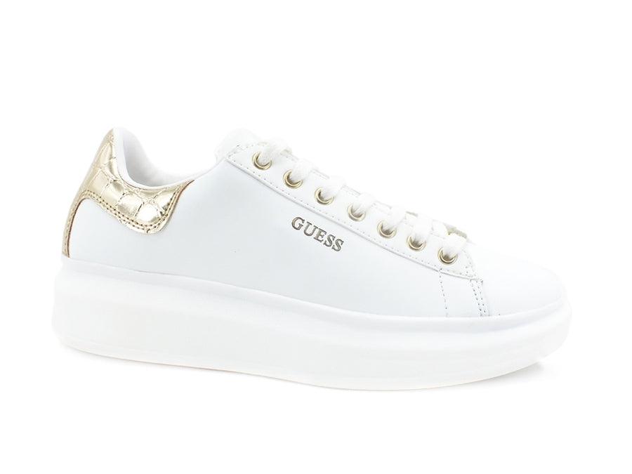 GUESS Sneaker Logo Retro Gold White FL7SALELE12 - Sandrini Calzature e Abbigliamento
