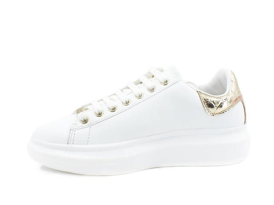 GUESS Sneaker Logo Retro Gold White FL7SALELE12 - Sandrini Calzature e Abbigliamento