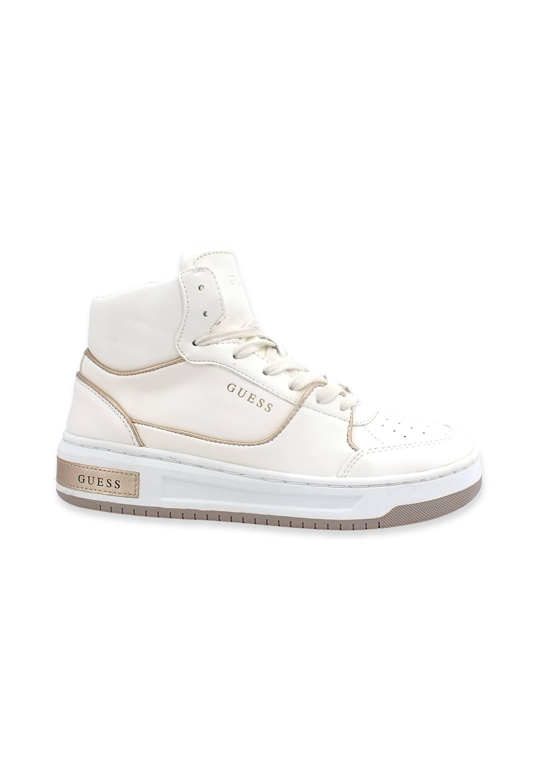 GUESS Sneaker Mid Donna White Gold FL8TULSMA12 - Sandrini Calzature e Abbigliamento