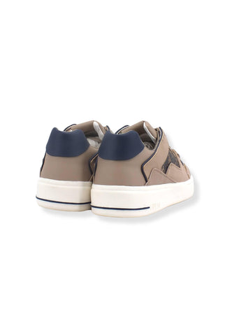 GUESS Sneaker Ox Bicolor Loghi Uomo Beige Brown Ocra FM7VBLFAB12 - Sandrini Calzature e Abbigliamento