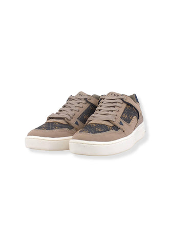 GUESS Sneaker Ox Bicolor Loghi Uomo Beige Brown Ocra FM7VBLFAB12 - Sandrini Calzature e Abbigliamento