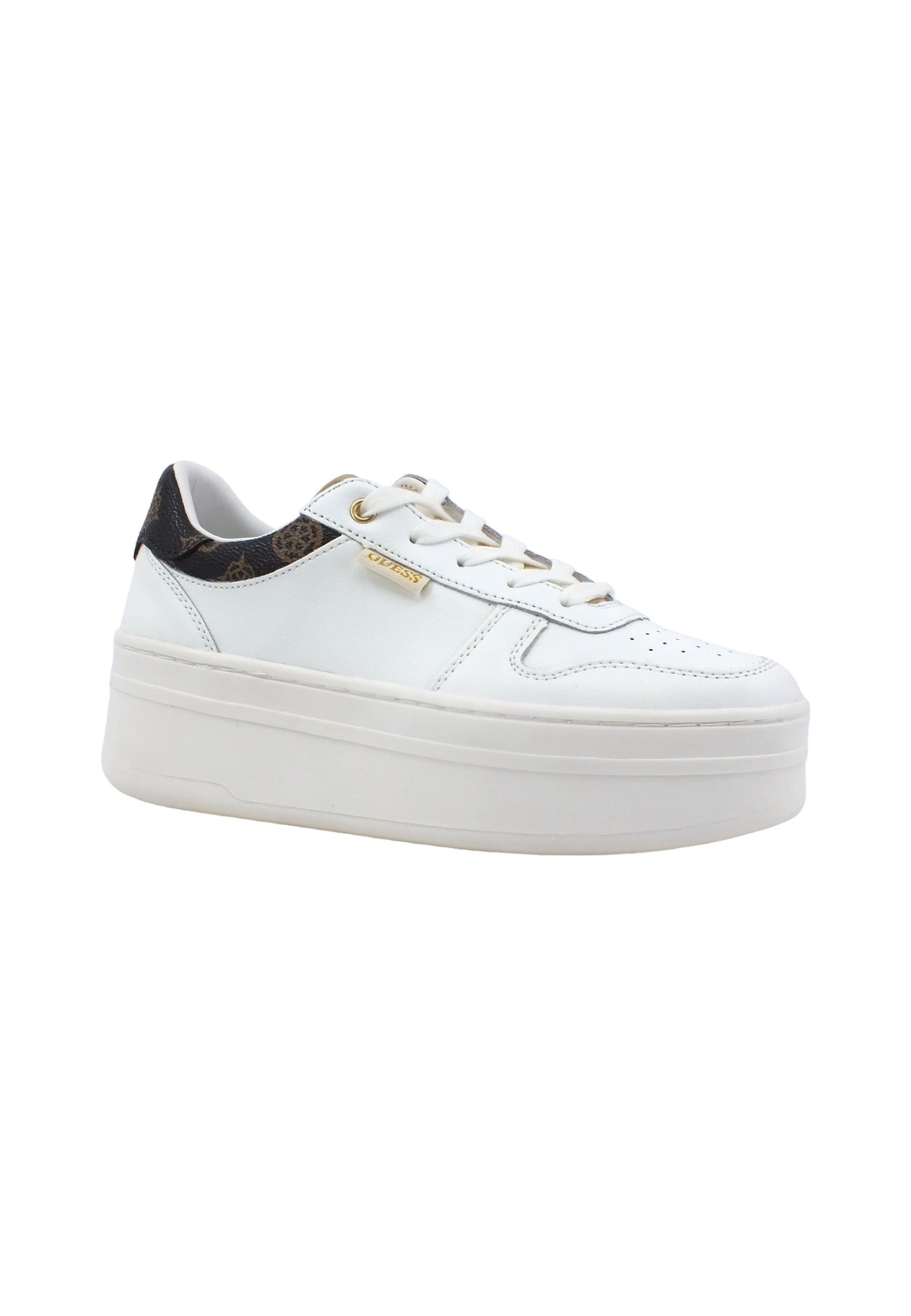 GUESS Sneaker Platform Donna White Brown Ocra FL7LIFLEA12 - Sandrini Calzature e Abbigliamento