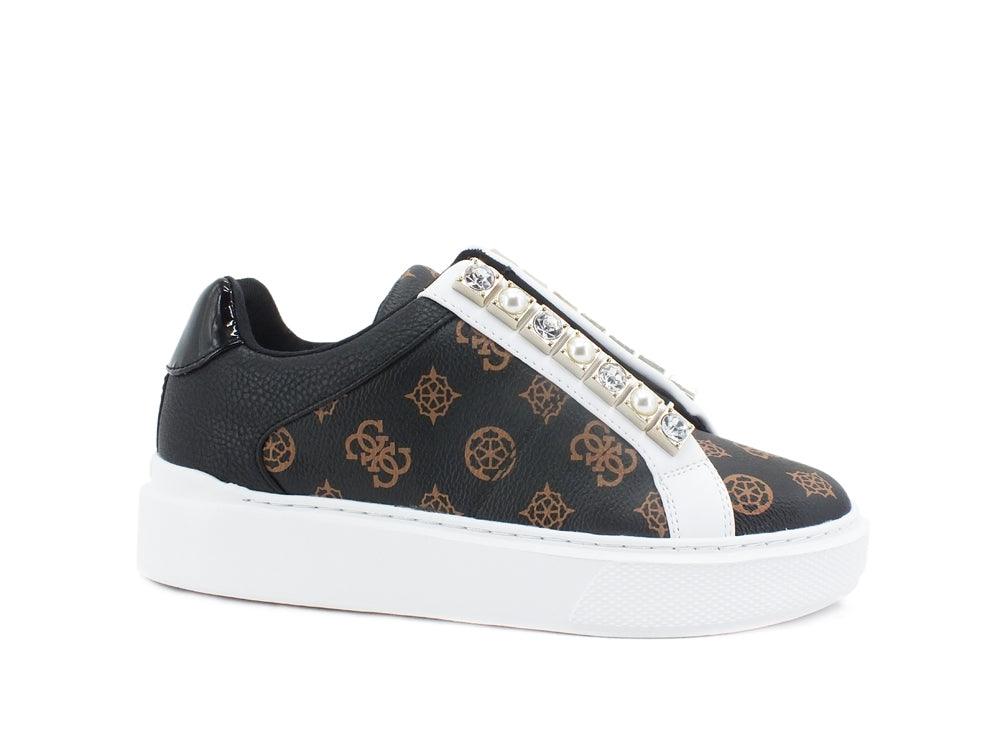 GUESS Sneaker Platform Loghi Perle Brown Black FL8HAYPEL12 - Sandrini Calzature e Abbigliamento