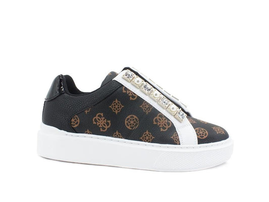 GUESS Sneaker Platform Loghi Perle Brown Black FL8HAYPEL12 - Sandrini Calzature e Abbigliamento
