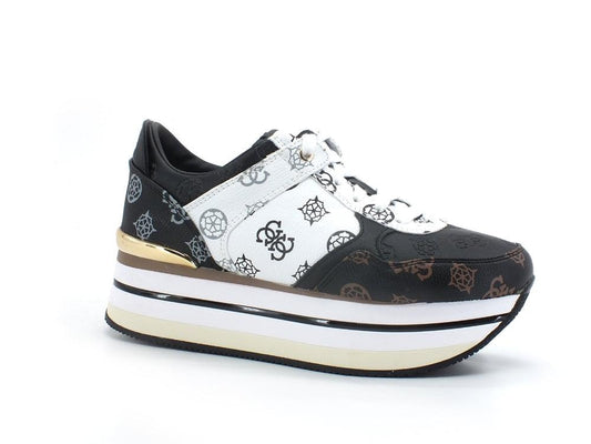 GUESS Sneaker Platform Loghi Printed White Black FL5HIDFAL12 - Sandrini Calzature e Abbigliamento