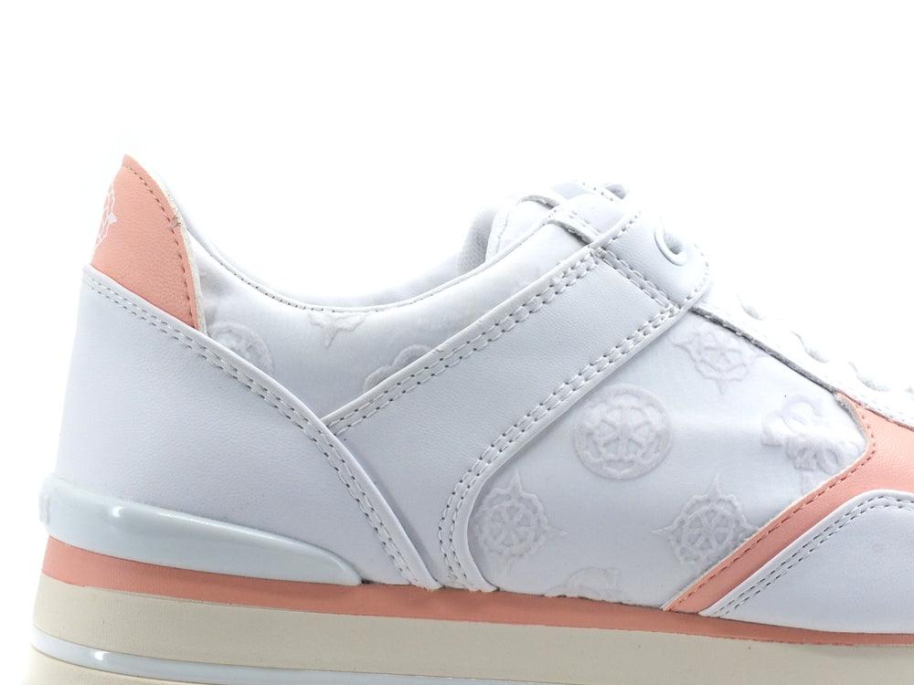 GUESS Sneaker Platform Loghi Printed White Peach FL5HIDELE12 - Sandrini Calzature e Abbigliamento