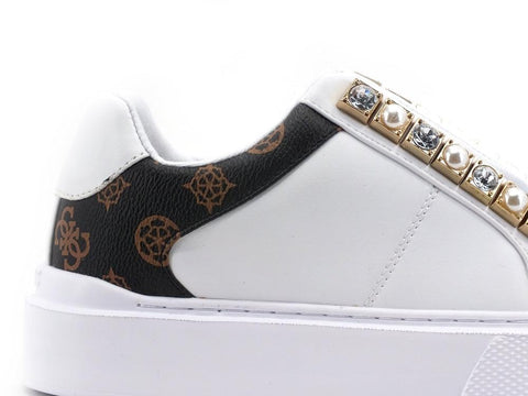 GUESS Sneaker Platform Perle Loghi White Brown FL8HAYELE12 - Sandrini Calzature e Abbigliamento