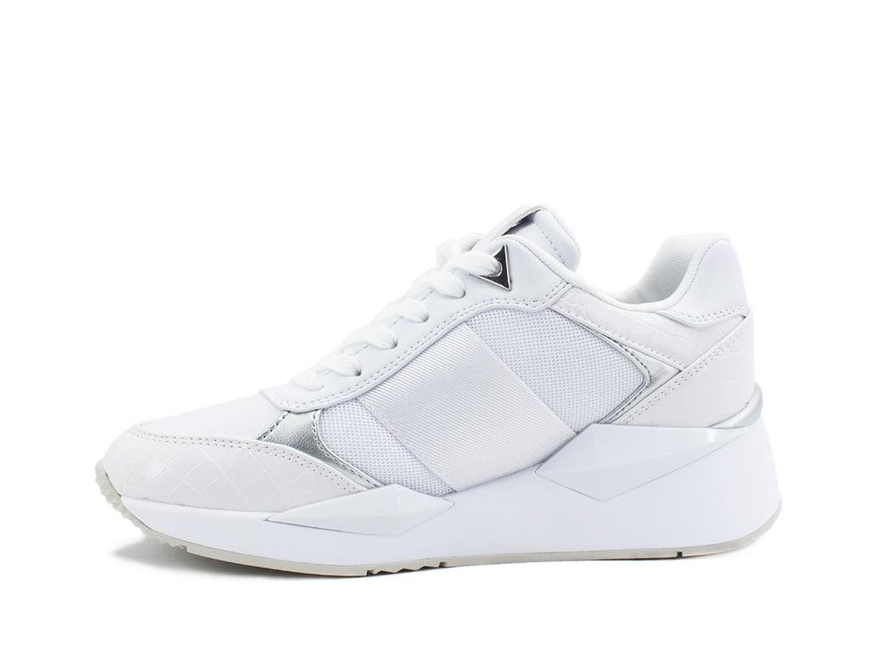 GUESS Sneaker Running Pelle Zeppetta White Silver FL5TESPEL12 - Sandrini Calzature e Abbigliamento