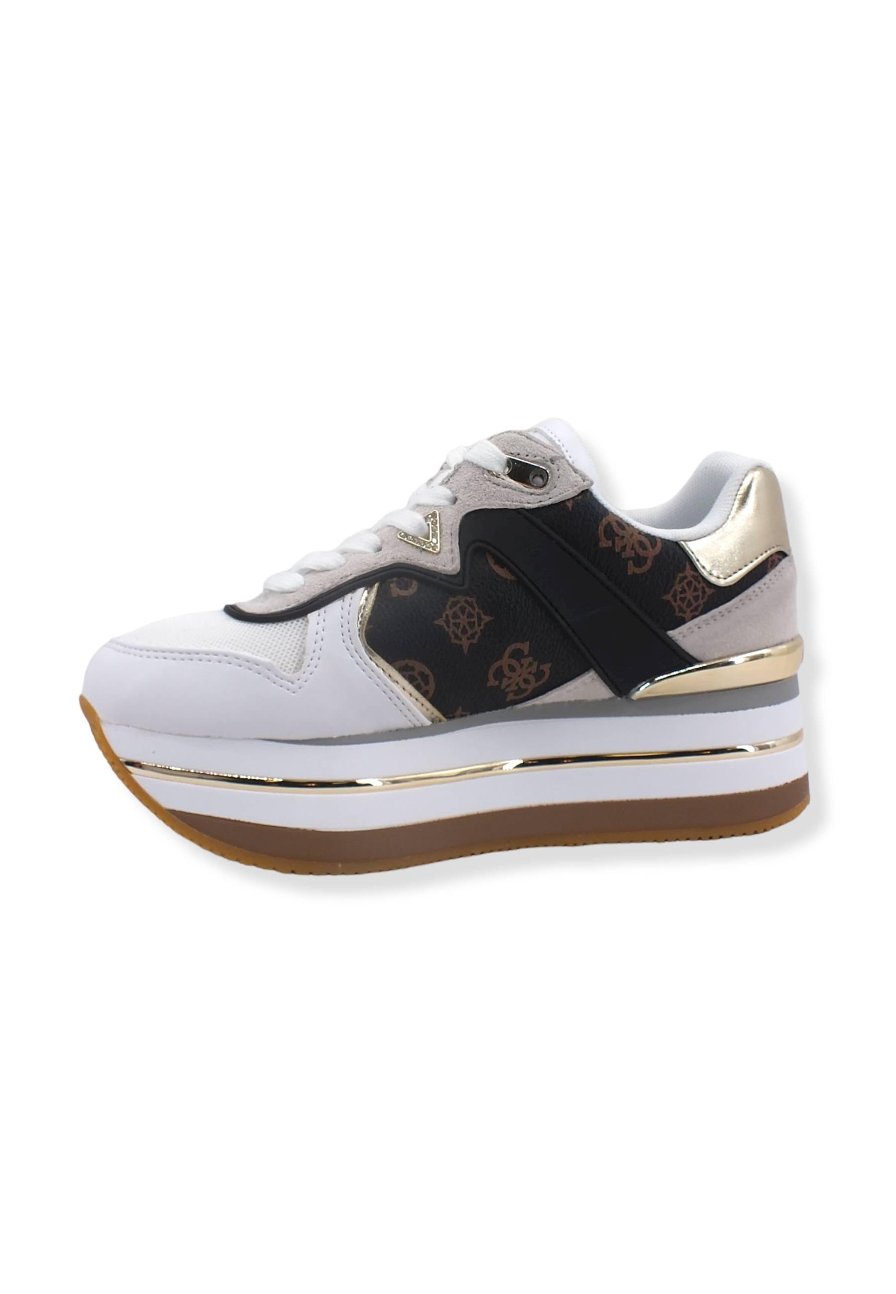 GUESS Sneaker Running Platform Loghi Donna Brown White FL7HARFAL12 - Sandrini Calzature e Abbigliamento