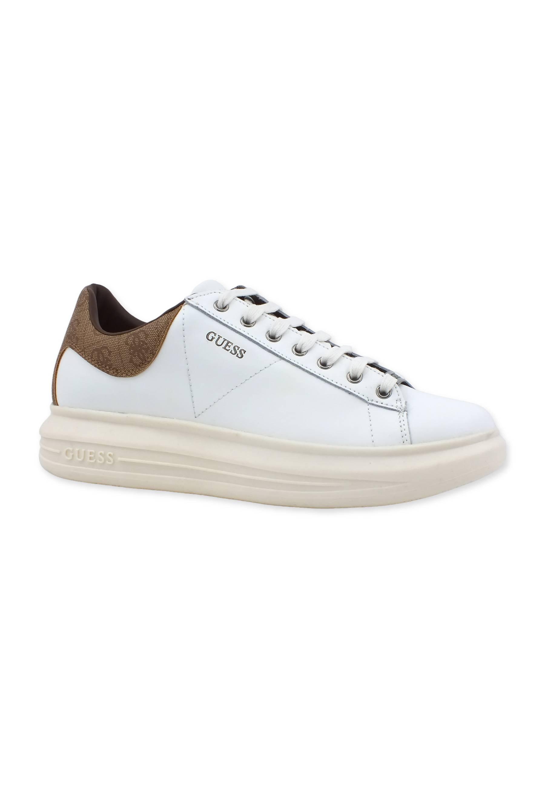 GUESS Sneaker Uomo White Beige Brown FM6VIBFAL12 - Sandrini Calzature e Abbigliamento