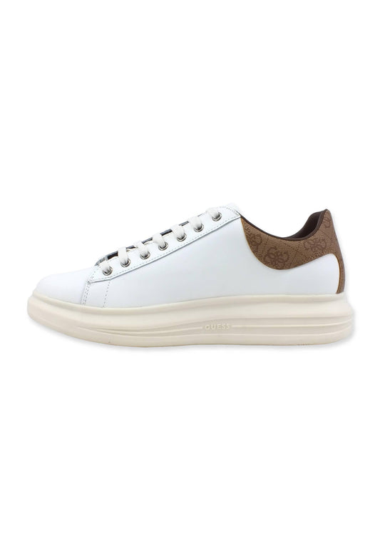 GUESS Sneaker Uomo White Beige Brown FM6VIBFAL12 - Sandrini Calzature e Abbigliamento