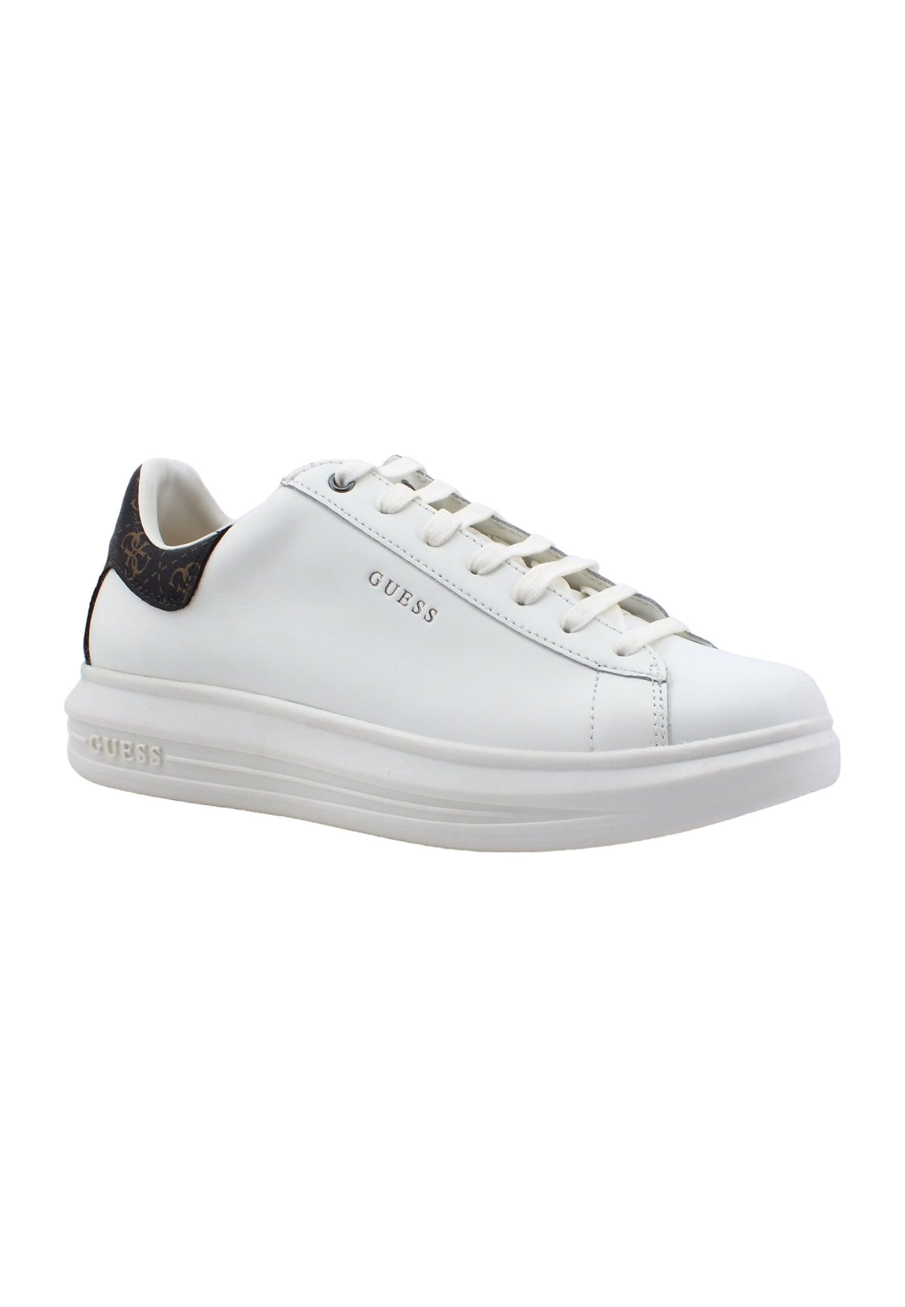 GUESS Sneaker Uomo White Brown Ochre FM7SRNFAL12 - Sandrini Calzature e Abbigliamento