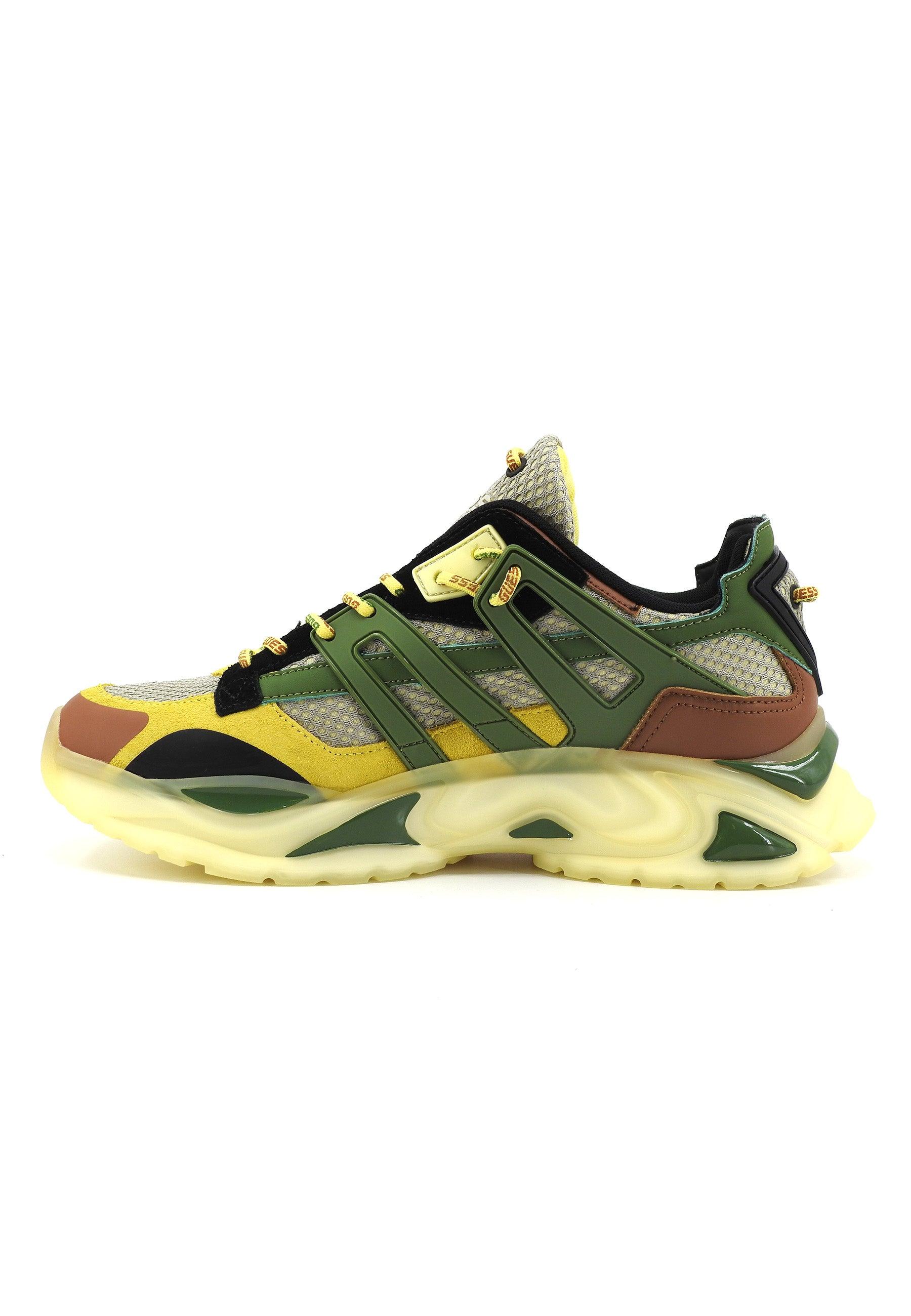 GUESS Sneaker Uomo Yellow Green Brown FMPBELFAP12 - Sandrini Calzature e Abbigliamento