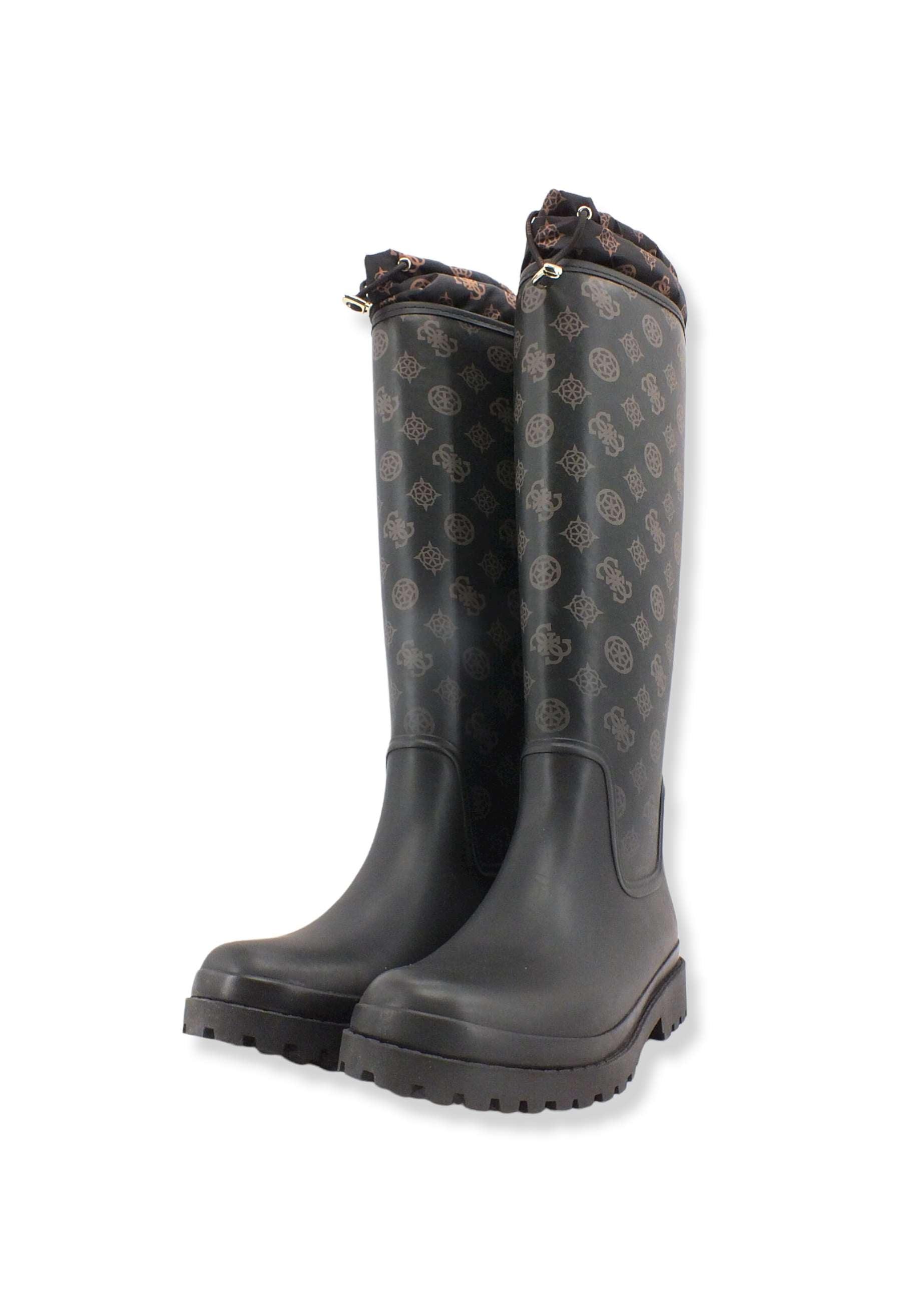 GUESS Stivale Donna Gomma Loghi Brown Ocra FL7REIFAL11 - Sandrini Calzature e Abbigliamento