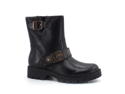 GUESS Stivaletto Cinturino Loghi Black Brown FL7RG2FAL10 - Sandrini Calzature e Abbigliamento