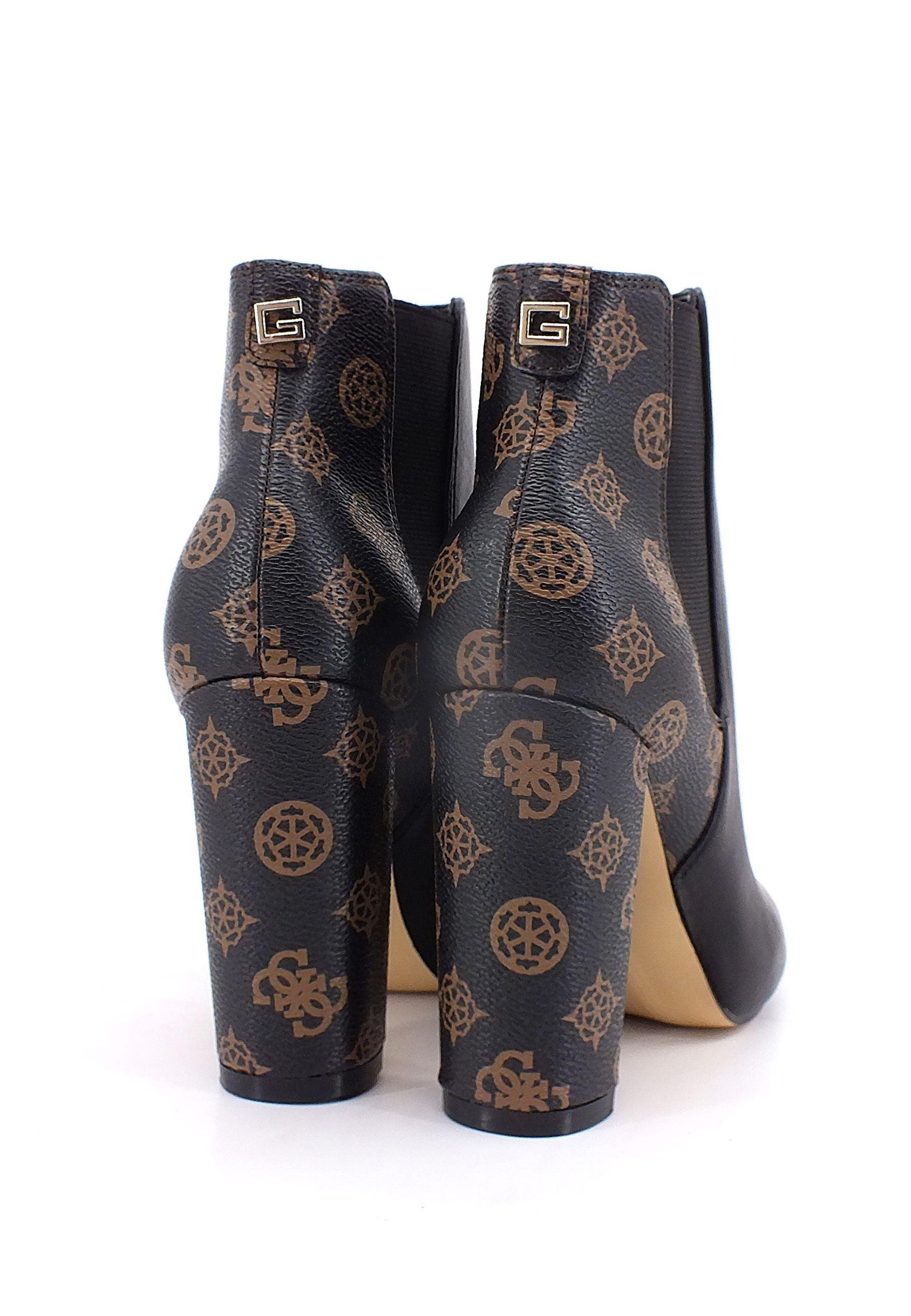 GUESS Stivaletto Tacco Alto Loghi Donna Brown Ocra FL8RICFAL10 - Sandrini Calzature e Abbigliamento