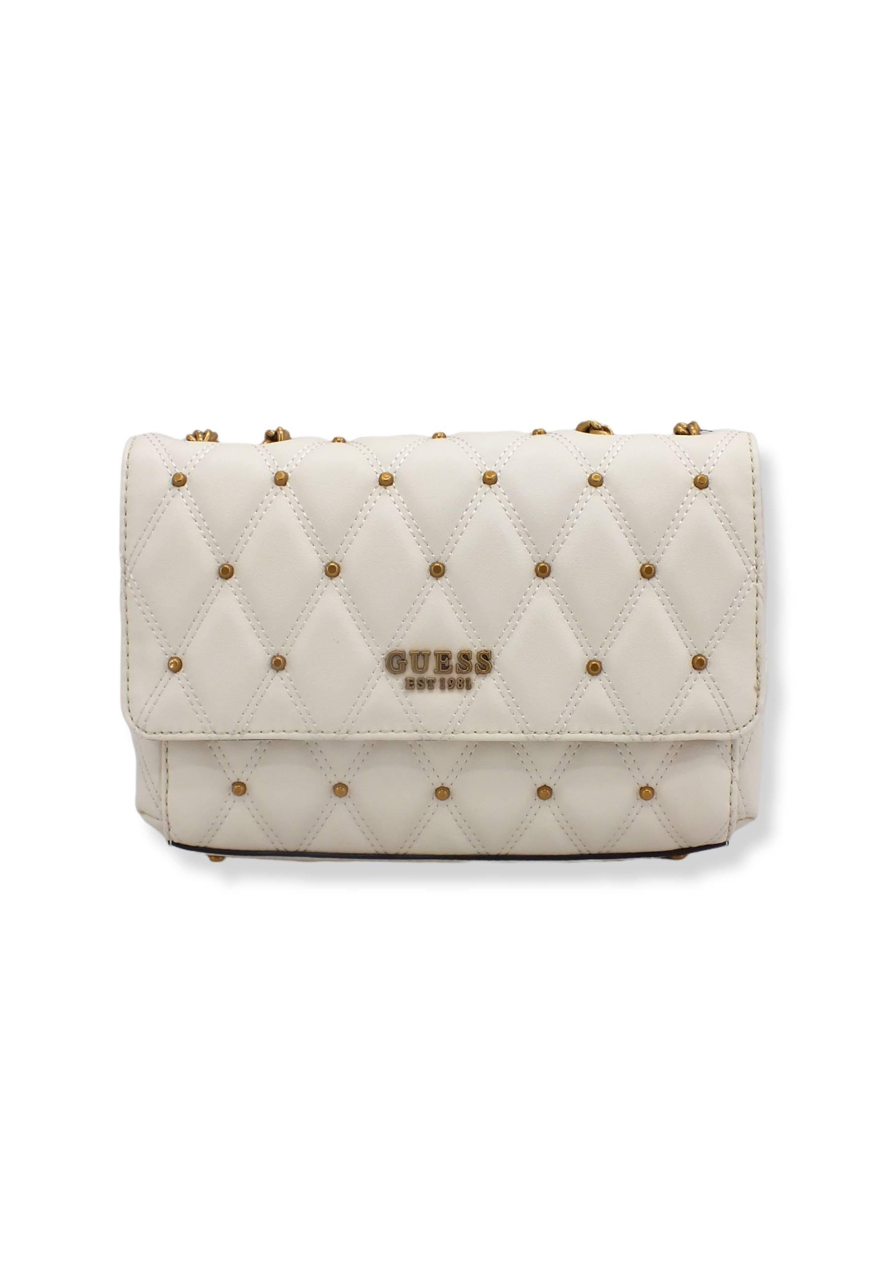 GUESS Tirana Crossbody Borchie Borsa Tracolla Donna Bianco Ivory QS855321 - Sandrini Calzature e Abbigliamento