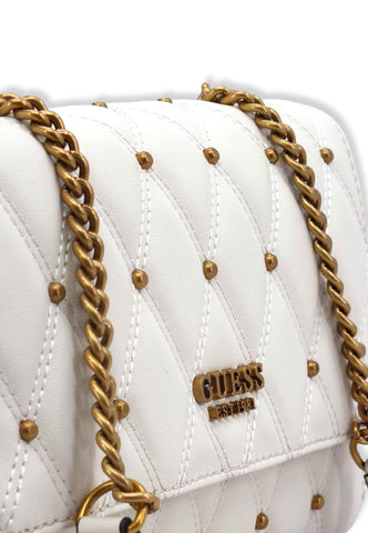 GUESS Tirana Crossbody Borchie Borsa Tracolla Donna Bianco Ivory QS855321 - Sandrini Calzature e Abbigliamento