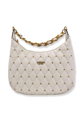 GUESS Tirana Hobo Large Borchie Borsa Tracolla Donna Bianco Ivory QS855302 - Sandrini Calzature e Abbigliamento