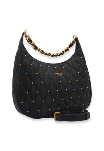 GUESS Tirana Hobo Large Borchie Borsa Tracolla Donna Black QS855302 - Sandrini Calzature e Abbigliamento