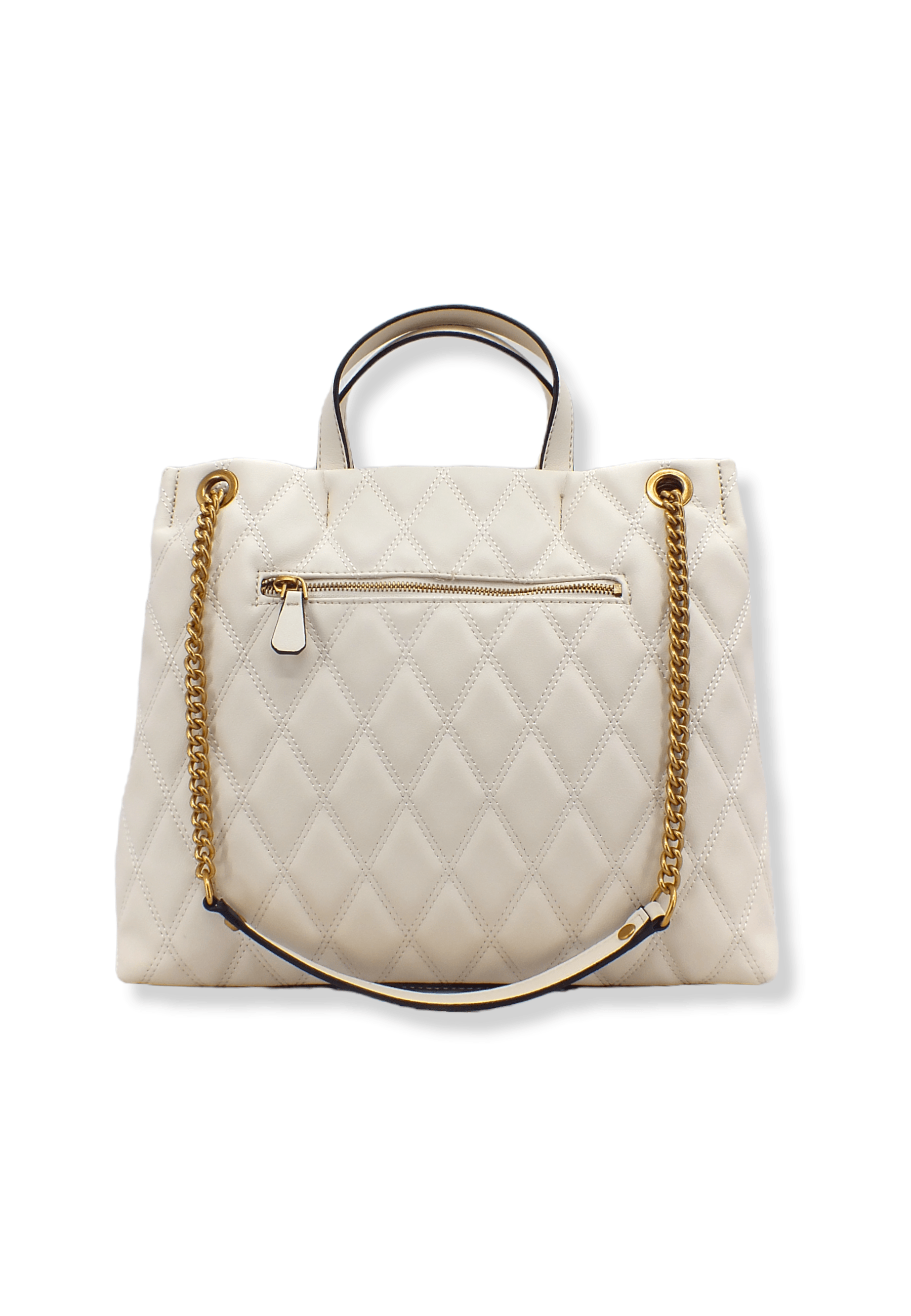 GUESS Tirana Shopper Borchie Borsa Tracolla Donna Bianco Ivory QS855324 - Sandrini Calzature e Abbigliamento