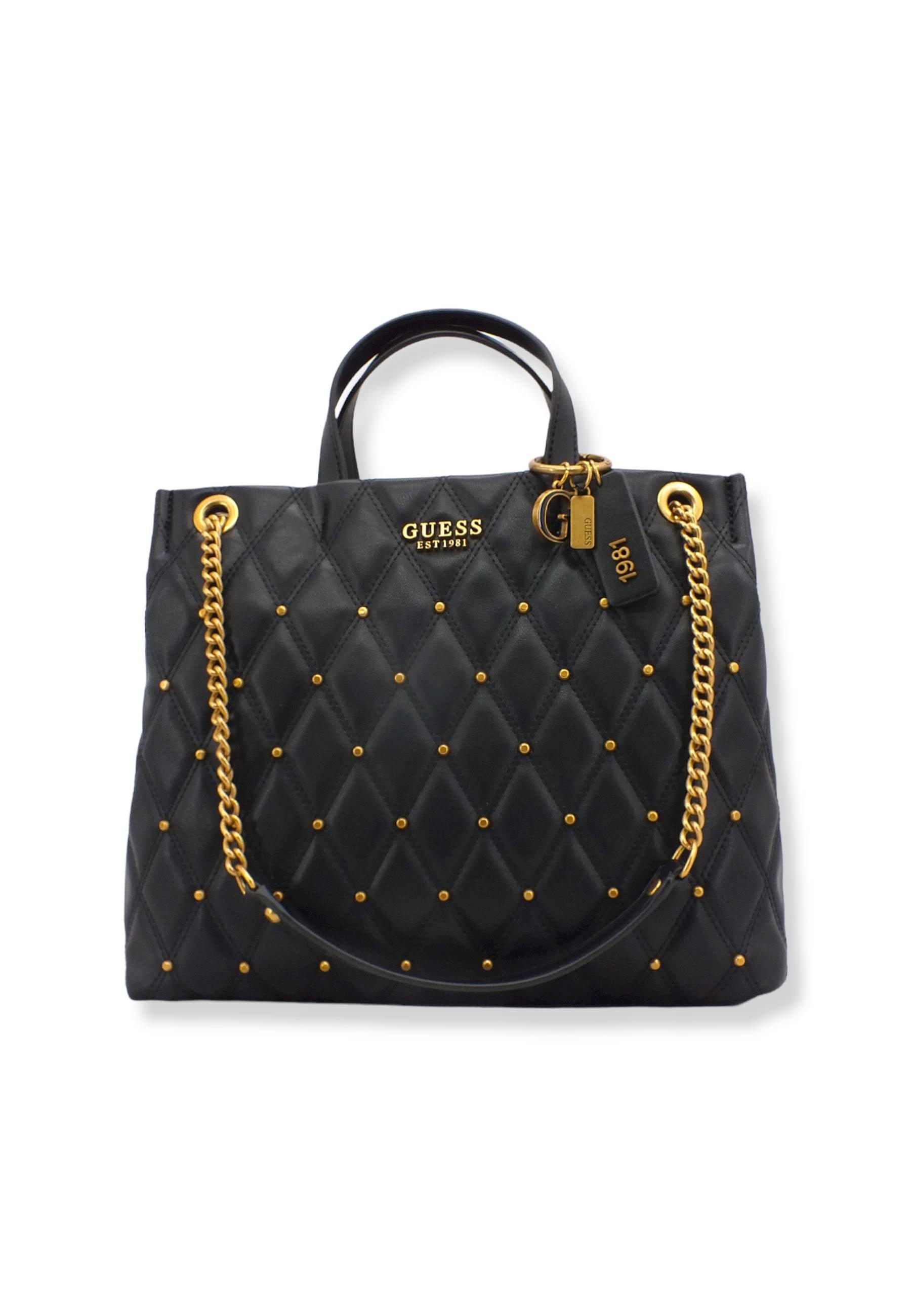 GUESS Tirana Shopper Borchie Borsa Tracolla Donna Black QS855324 - Sandrini Calzature e Abbigliamento