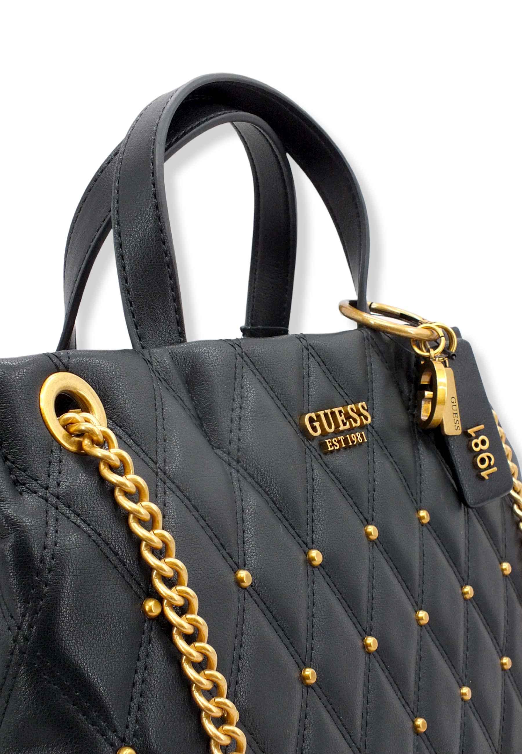 GUESS Tirana Shopper Borchie Borsa Tracolla Donna Black QS855324 - Sandrini Calzature e Abbigliamento