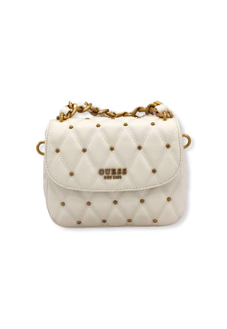GUESS Tirana Shoulder Bag Borchie Borsa Tracolla Donna Bianco Ivory QS855319 - Sandrini Calzature e Abbigliamento