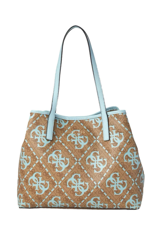 GUESS Vikky Borsa Large Tote Latte Logo Ice Blue OQ699529 - Sandrini Calzature e Abbigliamento