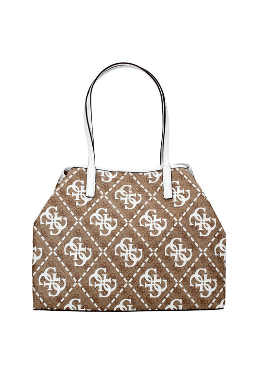 GUESS Vikky Borsa Large Tote Latte Logo White OQ699529 - Sandrini Calzature e Abbigliamento