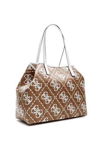GUESS Vikky Borsa Large Tote Latte Logo White OQ699529 - Sandrini Calzature e Abbigliamento